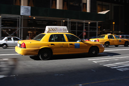 Yellow cab, Midtown Manhattan, New York, NYC, November 2006