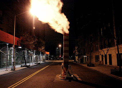 Steam. Night photographs on the streets of New York, NYC, December 2006