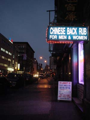 Chinese Back Rub, Lafayette St, Manhattan, New York
