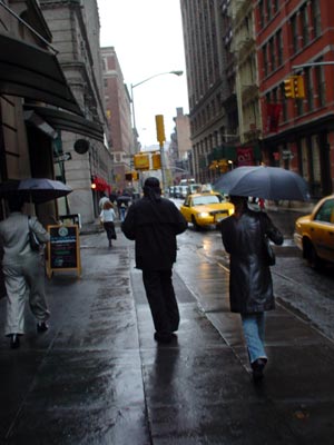 Spring Street in the rain, SoHo, Manhattan, New York