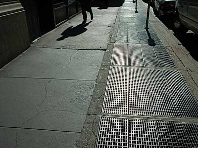 Subway ventilation street grill, Manhattan, New York, USA