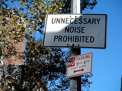 Unnecessary Noise Prohibited street sign, Manhattan NYC, USA