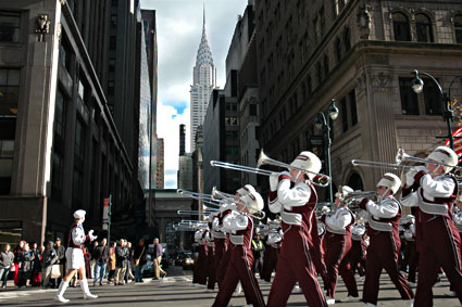 Marching band, Nation's Parade, Veteran's Day Parade, 5th Avenue, Manhattan, New York, NYC, November 2005