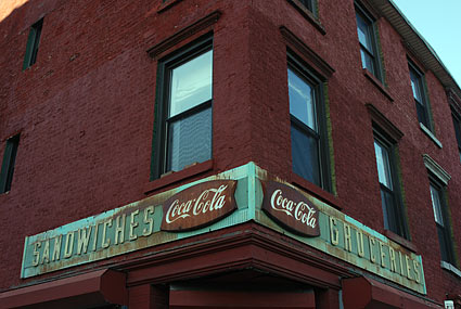 Old coca cola shop sign, Williamsburg photos, photographs around Bedford Avenue, Grand Street and Brooklyn, New York, NYC, US December 2006