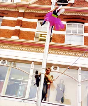 An angel on high, Reclaim the Streets, Brixton High Road, June 1998 