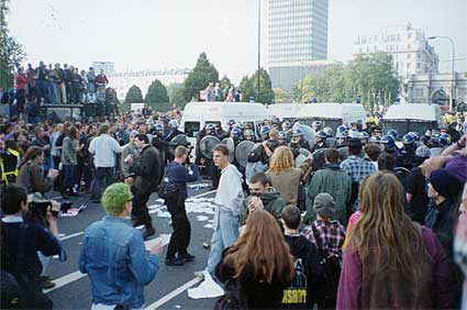 Criminal Justice Bill protests, Hyde Park, Trafalgar Square, London July 24th and October 9th 1994