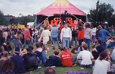 Dance tent. Deptford Urban Free Festival, London 1995