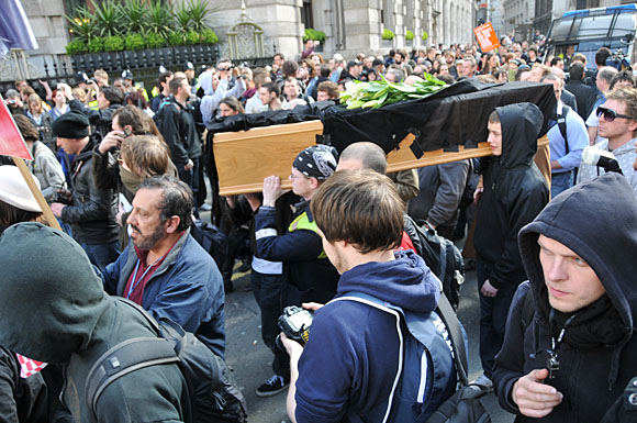 G20 and Climate Camp protests at the Bank of England and Bishopgate, City of London, London, 1st April 2009