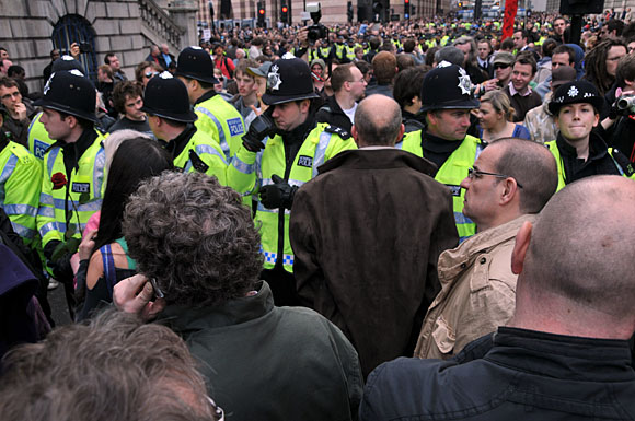 G20 and Climate Camp protests at the Bank of England and Bishopgate, City of London, London, 1st April 2009