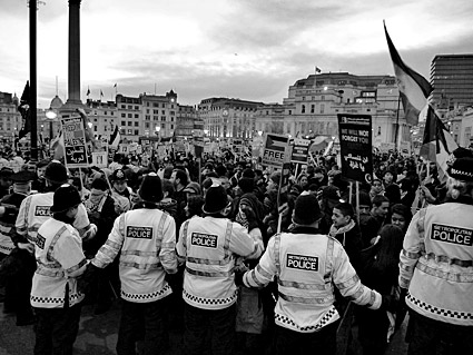 3rd National Demonstration For Gaza: Israel Out Of Gaza Now: Lift The Blockade. Trafalgar Square, London, Saturday 17th January 2009