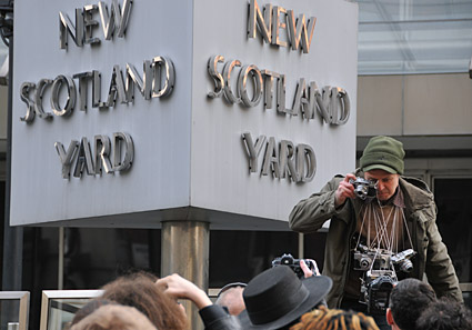 Photographers protest against Section 76, Scotland Yard, London, 16th Feb 2009