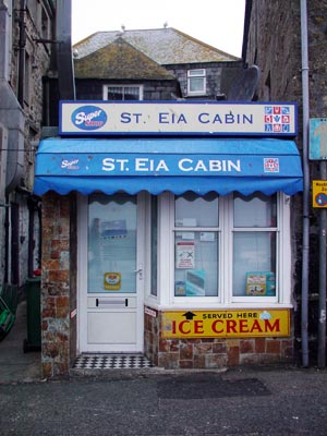 St Eia cabin, Wharf Road Lane, St Ives harbour, Cornwall, March 2003