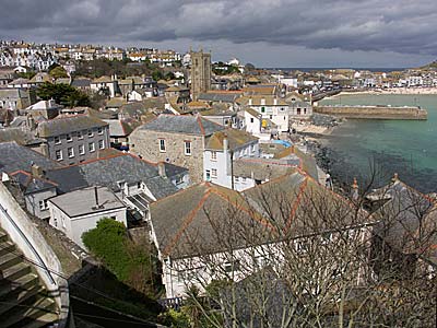 View from the bus station, St Ives, Cornwall, April 2004
