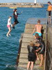 Jumping off the quay side