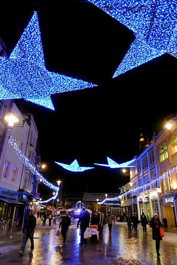 Photos of Cardiff Christmas lights in Castle Street, St Mary's Street and central Cardiff, December 2010