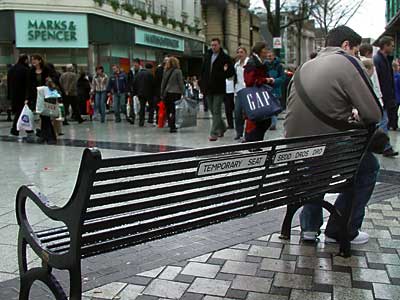 Temporary seat, Queen Street, Cardiff, south Wales photos