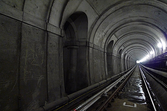 A walk through the Thames tunnel, connecting Rotherhithe and Wapping, built by Marc Brunel and Isambard Kingdom Brunel, March, 2010