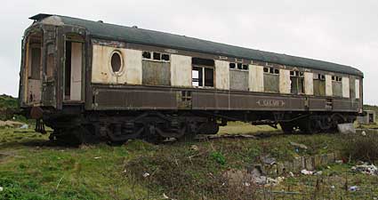 Marazion railway station and Pullman coaches, Great Western Railway, Marazion, Cornwall, UK