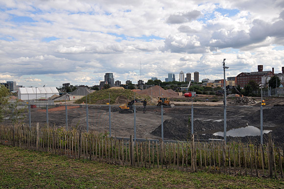 Photos of a walk to the 2012 Olympics site from Mile End, past Victoria Park, East London, England UK, 28th August 2010