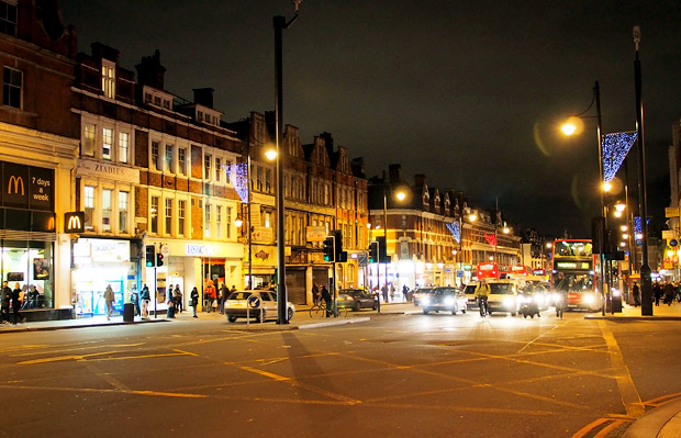 Christmas lights around Brixton town centre, December 2012