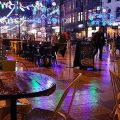 Empty chairs, rainy-soaked tables and the last of the Christmas lights, Cardiff in photos, 2nd Jan 2018
