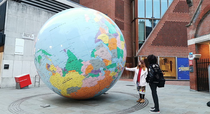 The giant upside down globe in Holborn, London