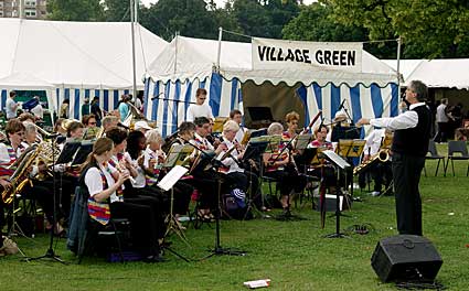 Brass band, Village Green, Lambeth Country Fair, Brockwell Park, Herne Hill, London 17th-18th July 2004