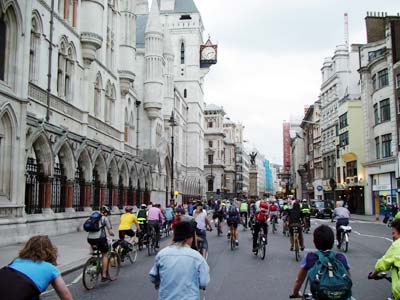 Law Courts, Critical mass bike ride, London, 27th June 2003