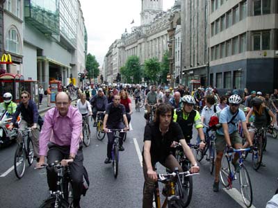 Critical Mass on High Holborn, Critical mass bike ride, London, 27th June 2003