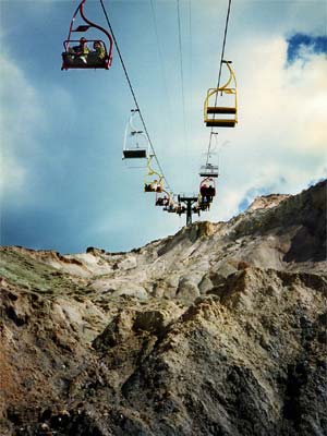 Chair lift to Needles, Alum Bay, Isle of Wight, England