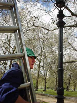 Gas lamp man, Green Park, London