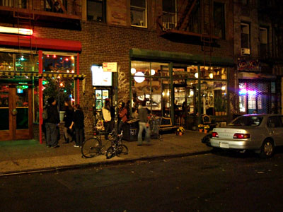Max Fish and the Pink Pony bars at night, Ludlow Street, Lower East Side, New York, NYC, USA