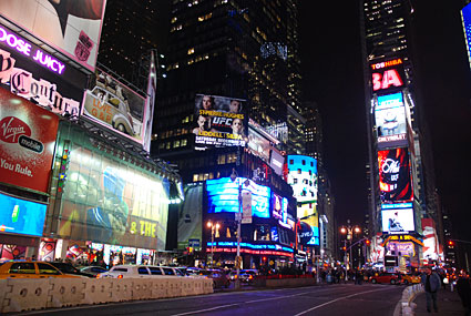 Times Square photos - neon signs, taxi cabs and billboards - midtown ...