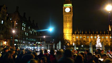 Carol singing in Parliament Square, London, December 21st in protest at Serious Organised Crime and Police Act 2005