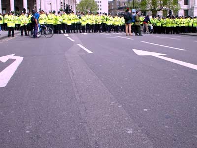 Police line, Trafalgar Square