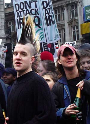 Mohican and Merrydown, Piccadilly Circus, Stop the War Rally, London Feb 15th 2003