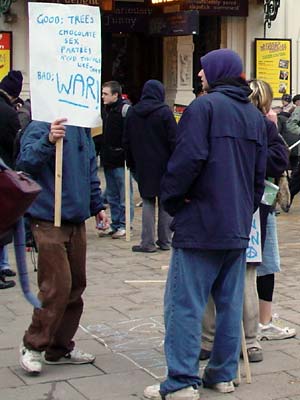 War - good and bad, Piccadilly Circus, Stop the War Rally, London Feb 15th 2003