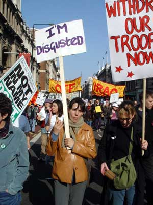 I'm Disgusted! Piccadilly, Stop the War in Iraq protest, London, March 22nd 2003 